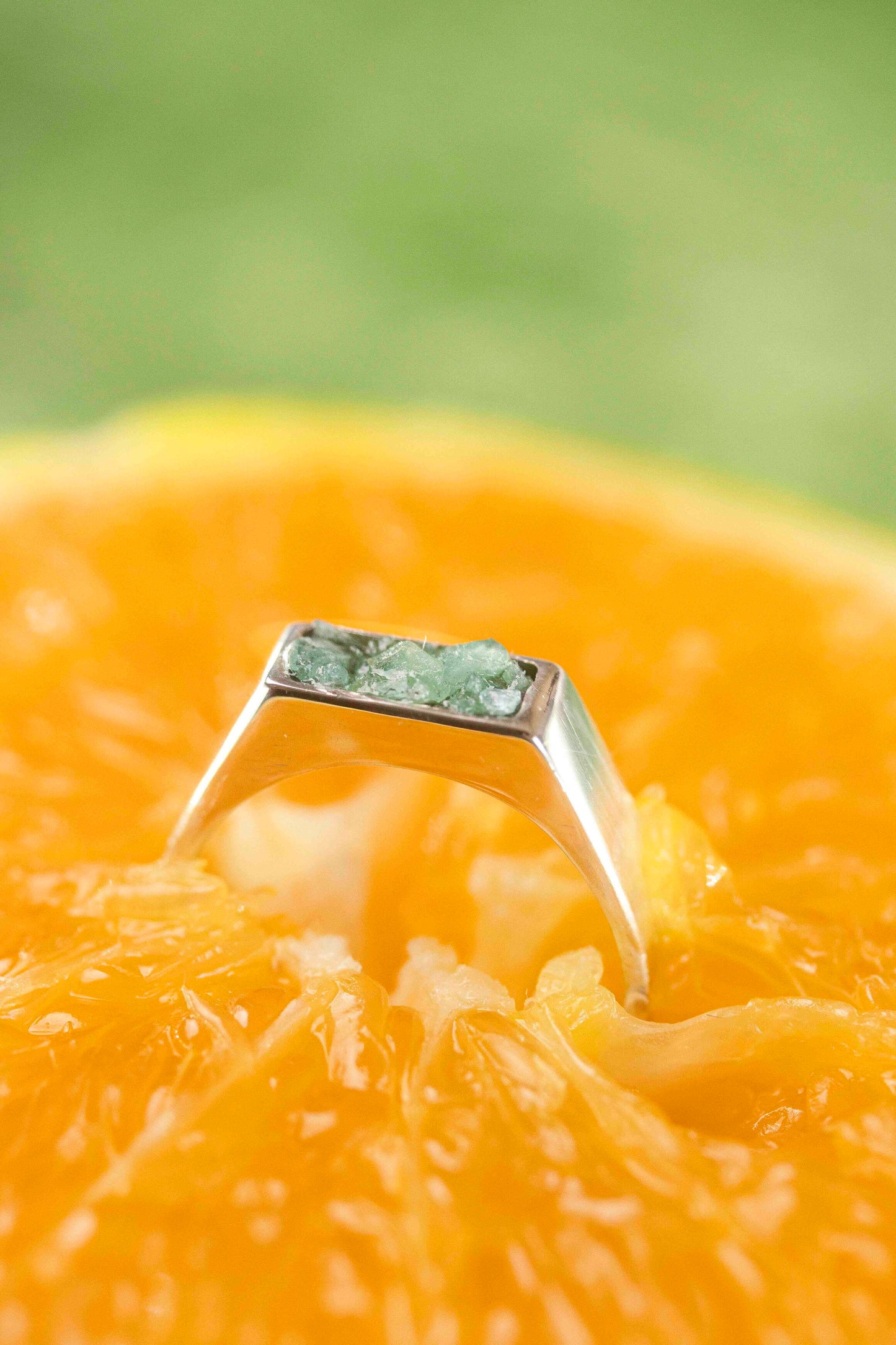 Bague Chevalier en Argent 925 avec Émeraudes Brésiliennes - Chevalière Émeraude