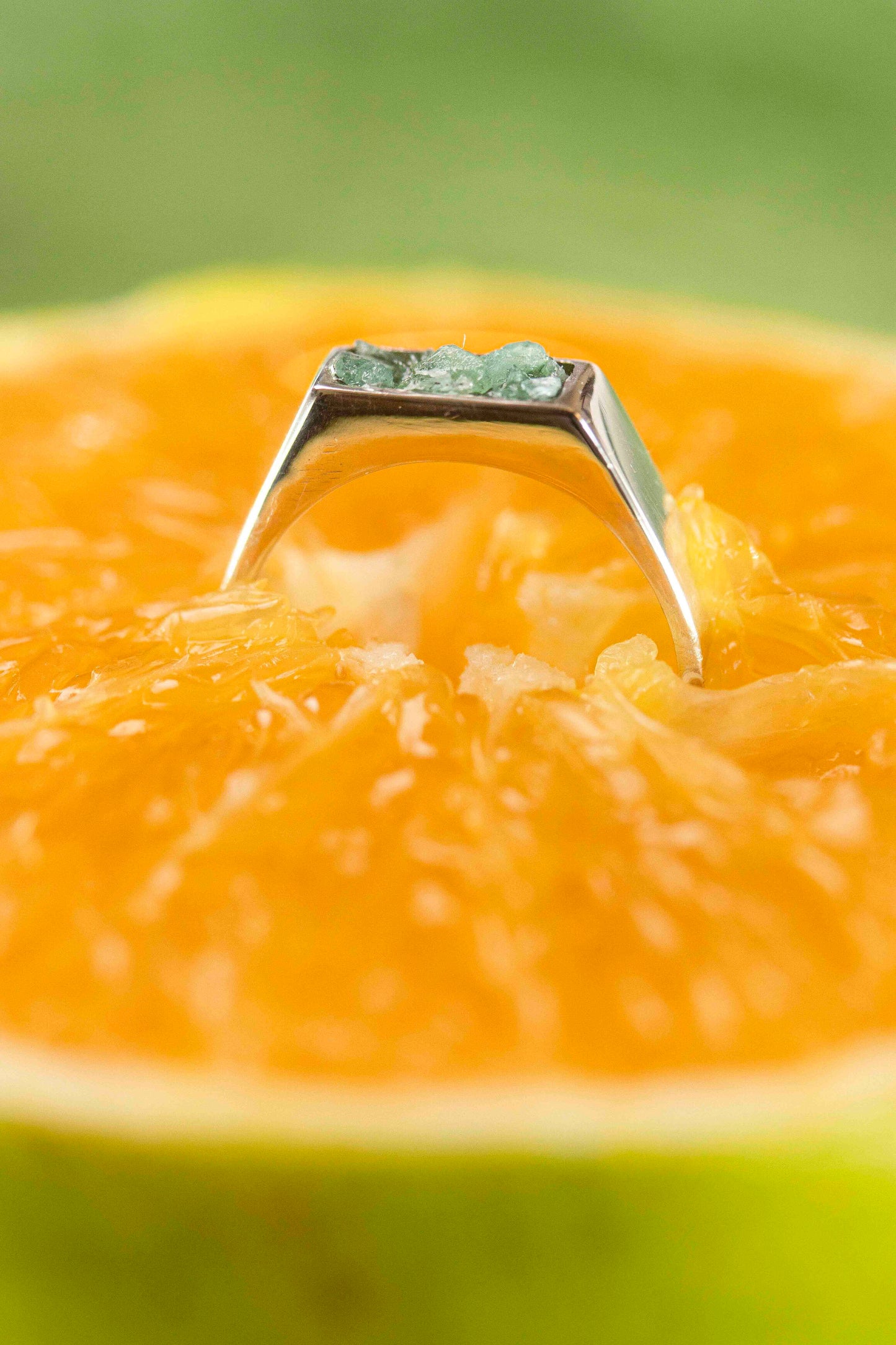 Bague Chevalier en Argent 925 avec Émeraudes Brésiliennes - Chevalière Émeraude