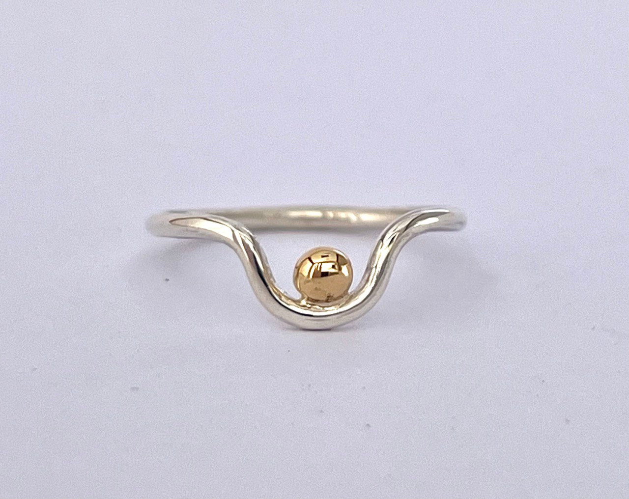 Bague en argent 925 et or massif 18 carats - Bague minimaliste en métaux mixtes