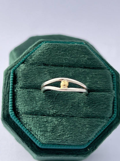 Bague en argent 950 et or massif 18 carats - Bague minimaliste en métaux mixtes